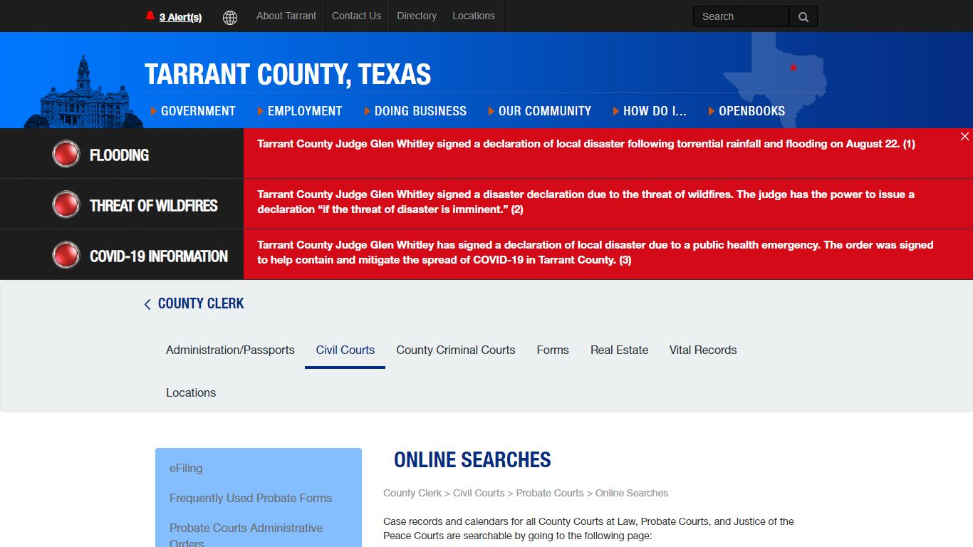 Online Searches Probate - Tarrant County TX